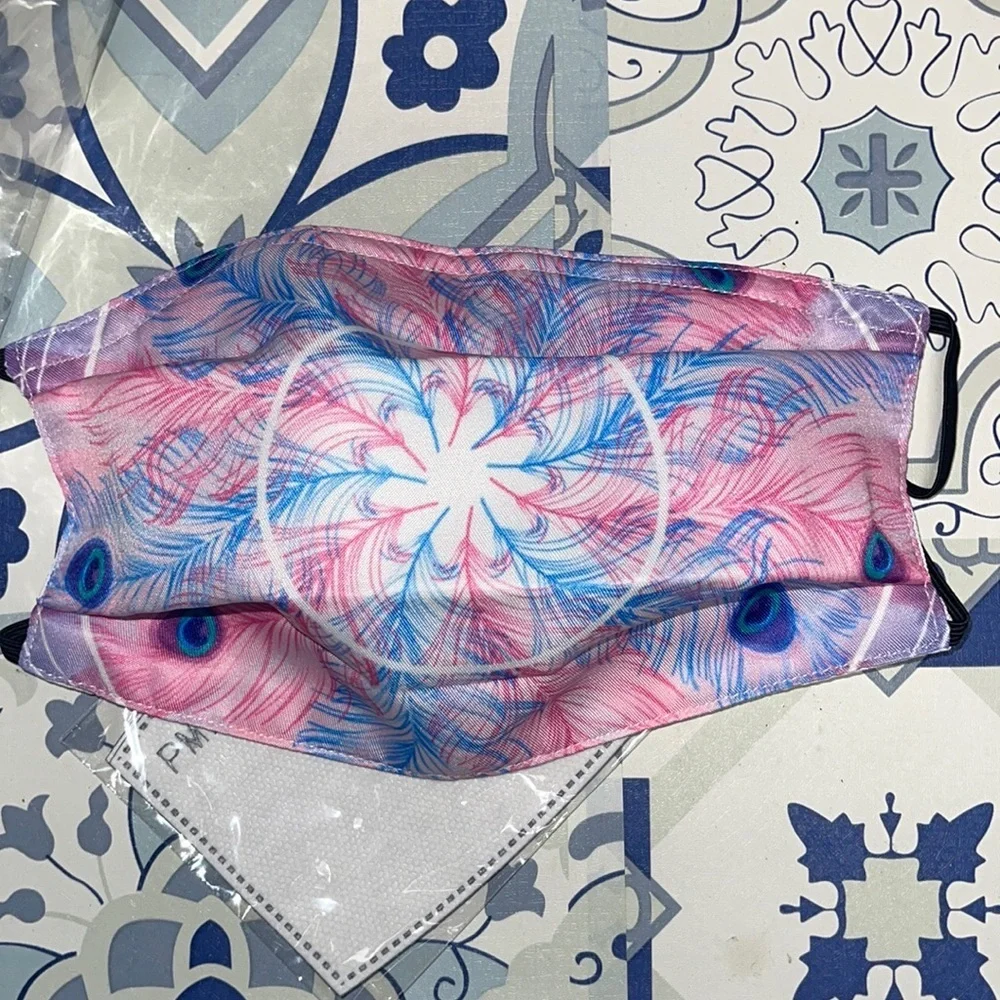 New peacock feather face mask